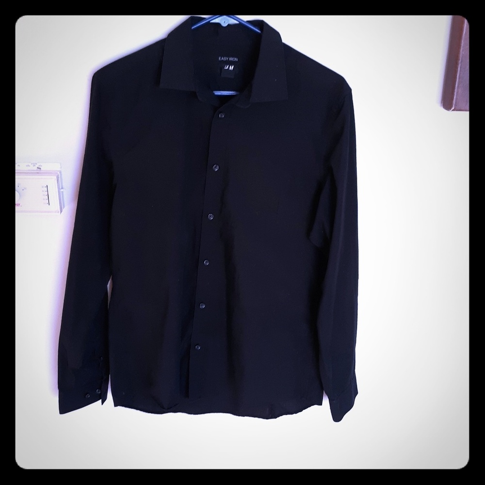 H&M Black Medium Mens Long Sleeve Button Up
